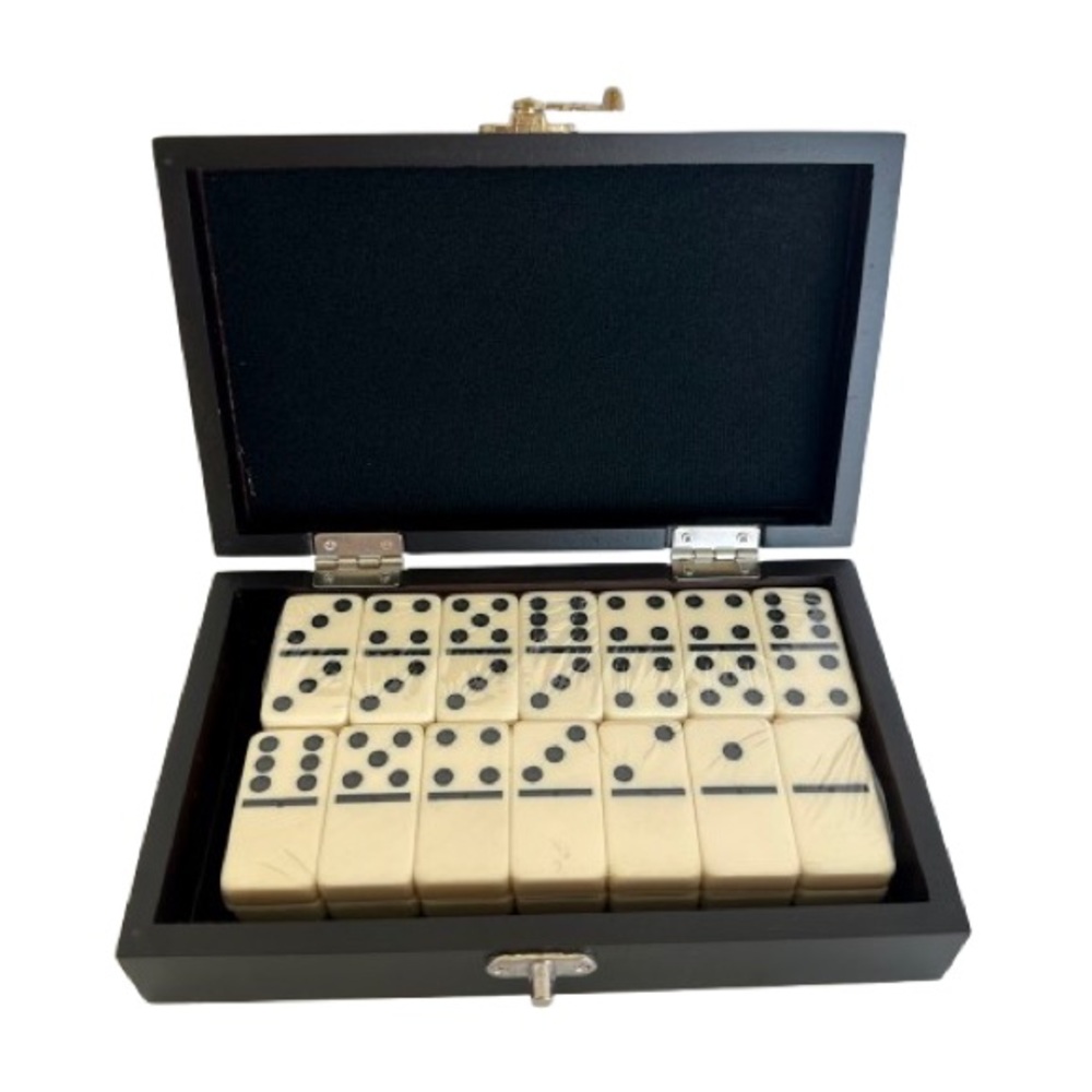 Ambassador Deluxe Dominoes HG005B Wood Case 28 Double Six Tiles Game Night